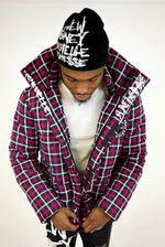 Red Plaid Puffer Jacket