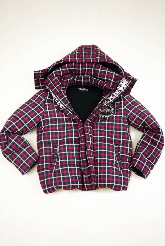 Red Plaid Puffer Jacket